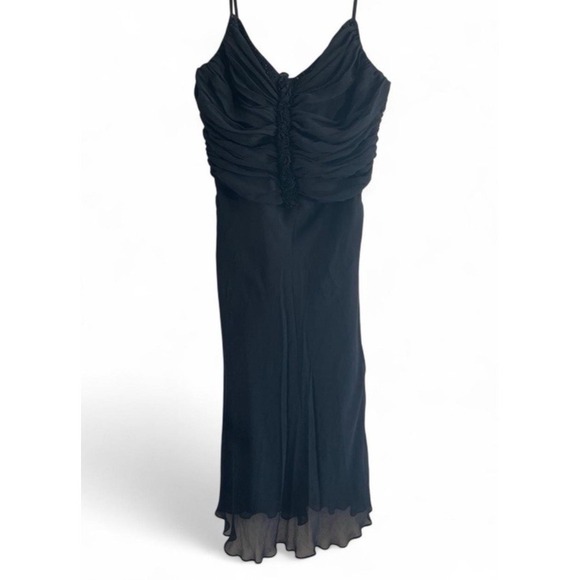 Cache Dresses & Skirts - Vintage 90's Y2K Cache Black Dress Ruched Beaded Detail Women's 10